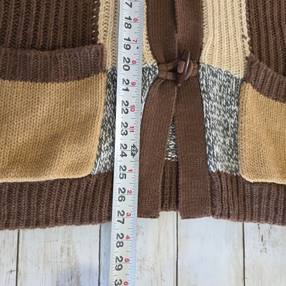 BKE Buckle Oversized Checkered Cardigan Knit Button Up L Cozy Earth Tones Casual - Picture 7 of 10